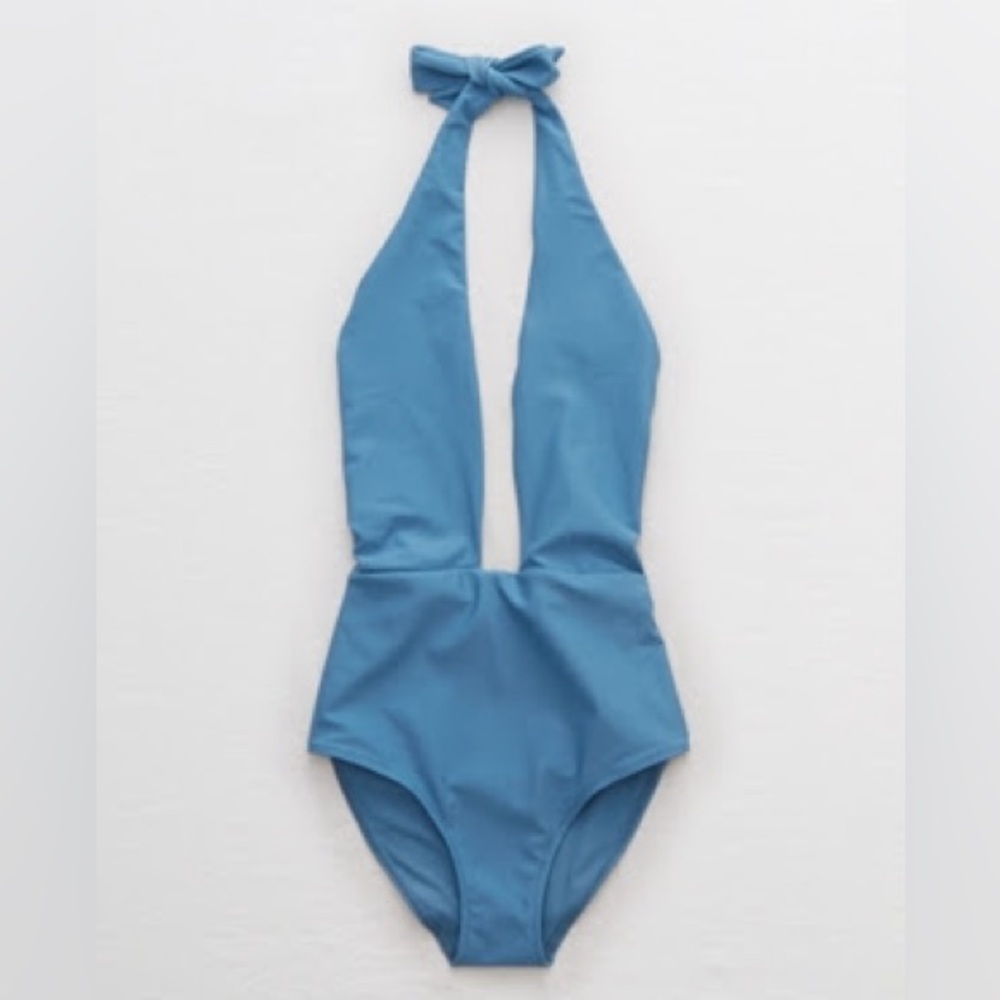 NWOT - Aerie Cross-Front One Piece Swimsuit in Sky Blue - Size L